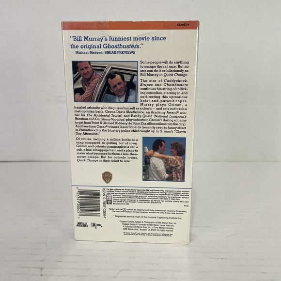 Quick Change VHS VCR Video Tape Bill Murray SEALED New - Picture 3 of 6